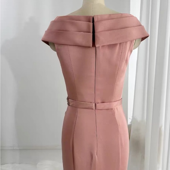 Size M (6)Montage by Mon Cheri M502/Dark Pink Surplice Off-shoulder Formal Dress - Picture 6 of 10
